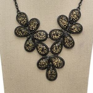 Black Lace Petal Design Bold Statement Necklace with - Dark Romance Witchy